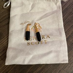 Kendra Scott Frieda Linear Vintage gold obsidian earrings